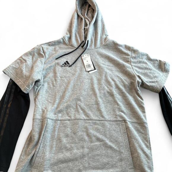 Mens Adidas Hoodie with Climalite Training Sleeves - Picture 1 of 2